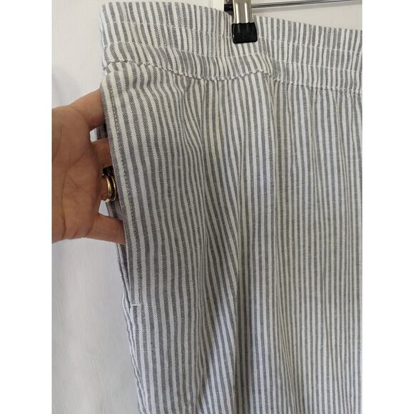 Old Navy Womens High Rise Straight-Leg XXL Stripe Pull-On Pockets Linen Blend - Picture 4 of 10
